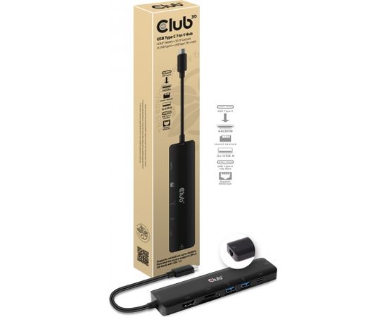 Club 3d CLUB3D USB Type C 3.2 Gen1 7in1 Hub HDMI 4K60Hz SD TF Card slot 2x USB Type A USB Type C PD RJ45