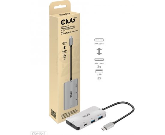 Club 3d CLUB3D USB Gen2 Type-C PD Charging Hub to 2x Type-C 10G ports and 2x USB Type-A 10G ports