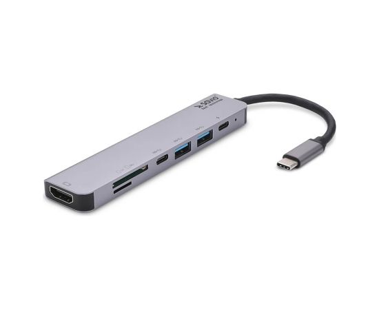 SAVIO AK-47 MULTIFUNCTIONAL USB Type C 7IN1 HUB HDMI, SD & TF CARD, USB 3.0, USB 3.0 Type C  Grey