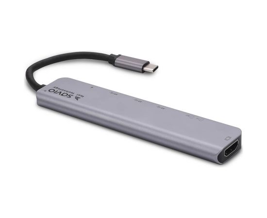 SAVIO AK-47 MULTIFUNCTIONAL USB Type C 7IN1 HUB HDMI, SD & TF CARD, USB 3.0, USB 3.0 Type C  Grey