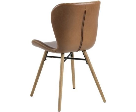 Krēsli 2gab. BATILDA 47x56xH82,5cm, materiāls: ādas aizvietotājs, krāsa: brendijs, kājas: ozols, melns metāls