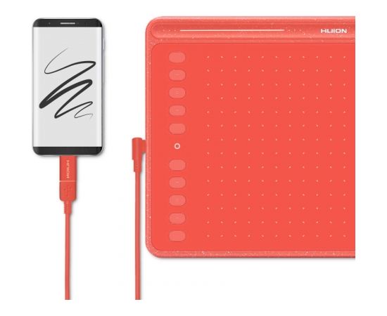 HUION HS611 RED graphic tablet 5080 lpi 258.4 x 161.5 mm USB Графические планшеты