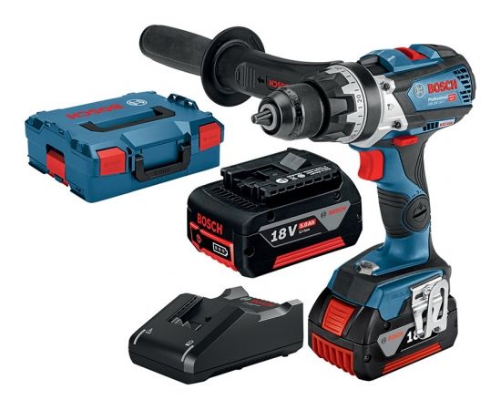 Bosch GSB 18V-110 C, 2x5.0Ah, GAL 18V-40 Urbjmašīna