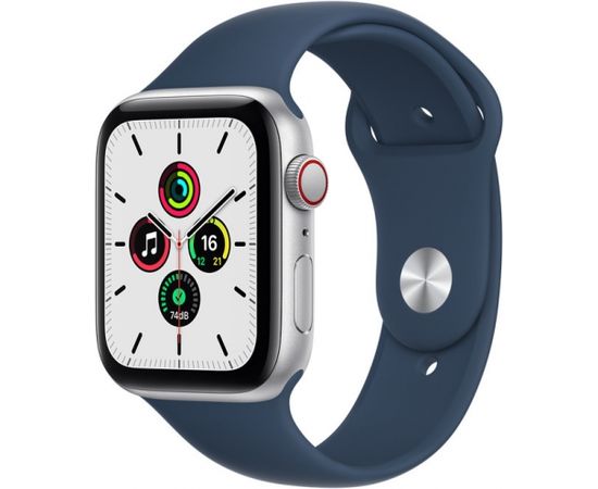 Apple Watch SE GPS + Cellular 44mm Sport Band, silver/abyss blue (MKRY3EL/A)