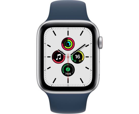 Apple Watch SE GPS + Cellular 44mm Sport Band, silver/abyss blue (MKRY3EL/A)