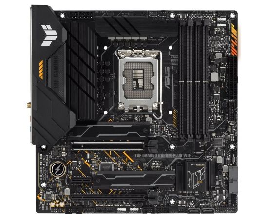 Asus TUF GAMING B660M-PLUS WIFI Processor family Intel, Processor socket  LGA1700, DDR5 DIMM, Memory slots 4, Supported hard disk drive interfaces 	SATA, M.2, Number of SATA connectors 4, Chipset B660,  mATX