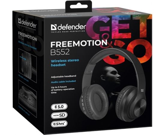 Bluetooth in-ear headphones with microphone DEFENDER FREEMOTION B552 black