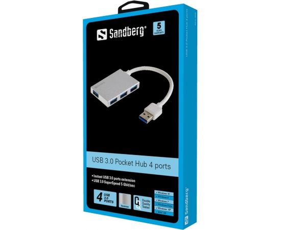 Sandberg 133-88 USB 3.0 Pocket Hub 4 Ports