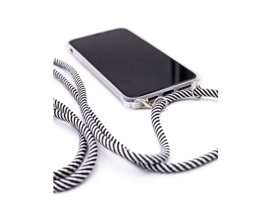 Evelatus Samsung A50 Case with rope Black Stripes Transparent