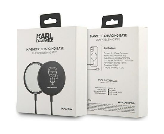 Karl Lagerfeld wireless induction charger (MagSafe compatible) 15W + USB Type C cable black (KF000566-0)