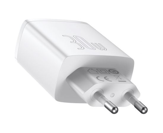 Baseus Compact Сетевое зарядное устройство 2xUSB USB-C PD 3A 30W белая