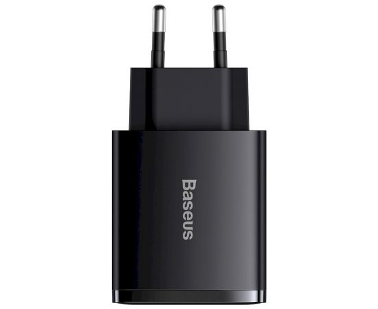 Baseus Tīkla Lādētājs 2xUSB USB-C PD 3A 30W melns