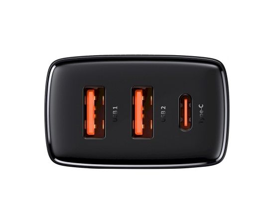 Baseus Сетевое зарядное устройство 2xUSB USB-C PD 3A 30W черная