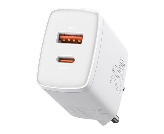 Baseus CCXJ B02 Compact Quick Charger USB, USB-C, 20W balts lādētājs