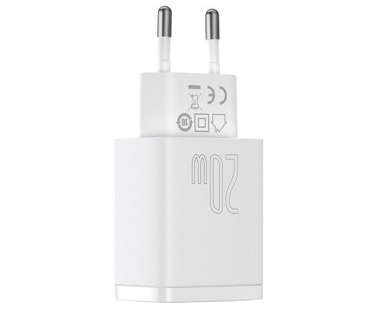 Baseus CCXJ B02 Compact Quick Charger USB, USB-C, 20W balts lādētājs