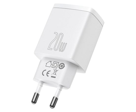 Baseus Compact quick charger USB Type C / USB 20 W 3 A Power Delivery Quick Charge 3.0 white (CCXJ-B02)