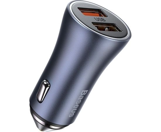 Baseus Golden Contactor Pro quick car charger 2x USB 40 W Quick Charge SCP FCP AFC + USB - USB Type C cable gray (TZCCJD-A0G)