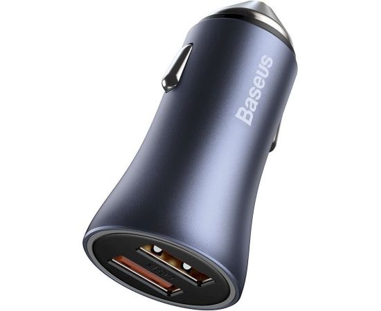 Baseus Golden Contactor Pro quick car charger 2x USB 40 W Quick Charge SCP FCP AFC + USB - USB Type C cable gray (TZCCJD-A0G)