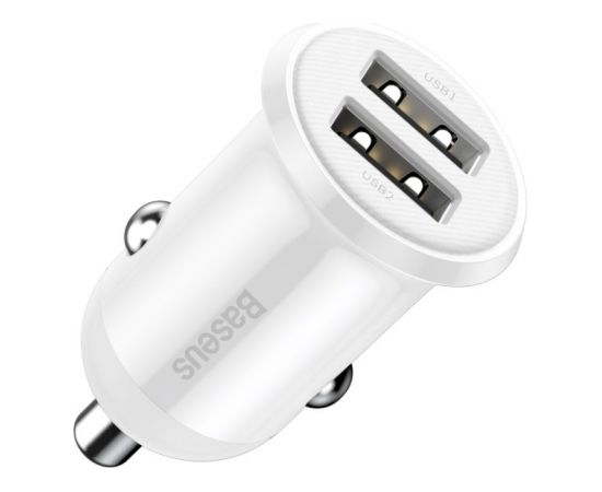 Baseus CCALLP-02 Grain Pro Car Charger Dual USB 4.8A White