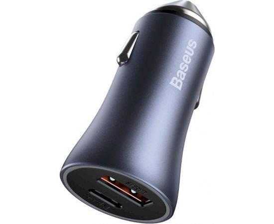 Baseus TZCCJD-0G Golden Contactor Car Charger Dual Quick Charger USB 40W Dark Grey