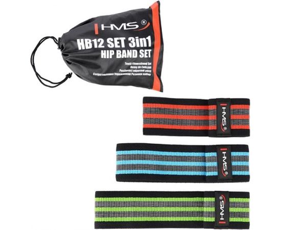 Auduma pretestības gumiju komplekts HB12 SET 3in1 HIP BAND SET HMS