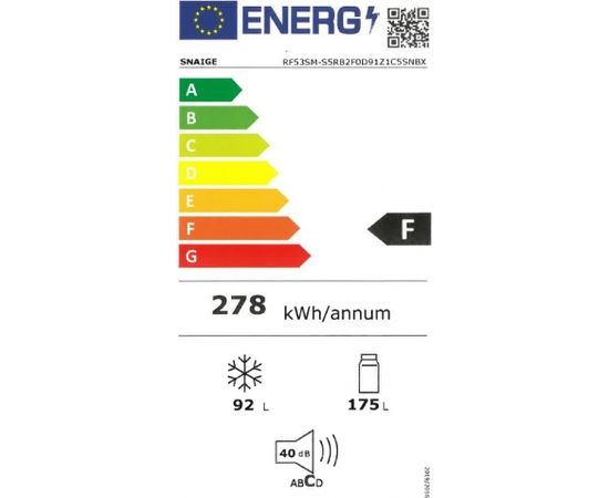 (Ir veikalā) Snaige RF53SM-S5RB2F Ledusskapis 176cm Sarkans