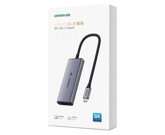 UGREEN CM500 4-in-1 Adapter USB-C to 3x USB 3.0 + HDMI2.1 8K (Grey)