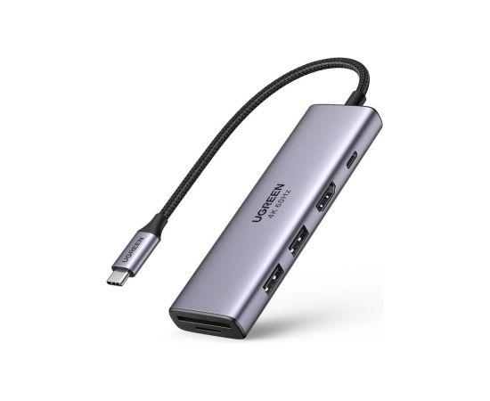 Adapter 5-in-1 UGREEN CM511, Hub USB-C to 2x USB,HDMI, USB-C, TF/SD (Grey)