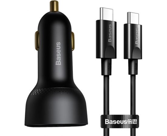 Baseus Superme Car charger, USB, USB-C, 100W + USB-C cable (black)