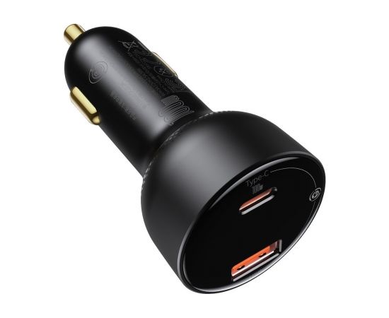 Baseus Superme Car charger, USB, USB-C, 100W + USB-C cable (black)