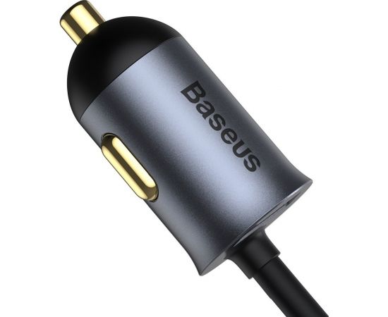 Baseus Share Together car charger with extension cord, 3x USB, USB-C, 120W (gray)