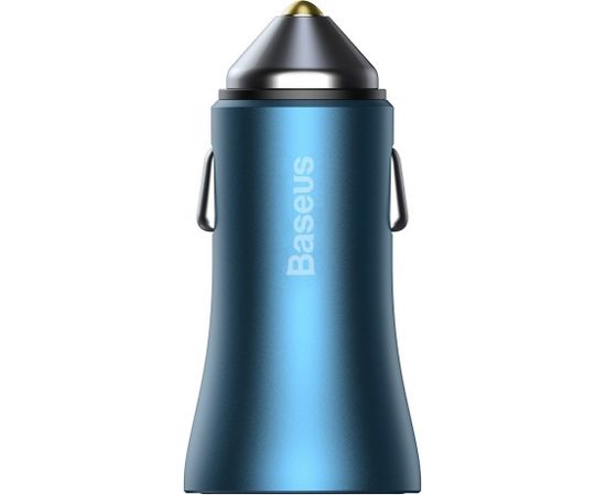 Baseus Golden Contactor Pro car charger, USB + USB-C, QC4.0+, PD, SCP, 40W (blue) + USB-C - Lightning cable 1m (blue)