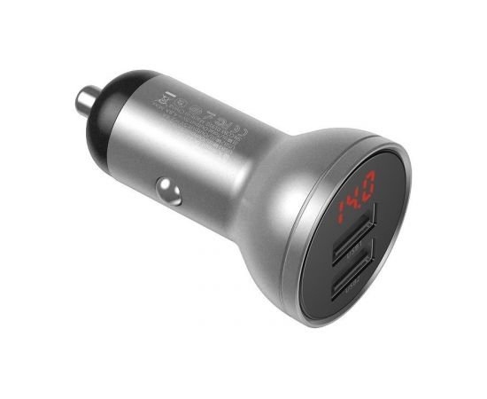 Baseus Digital Display Dual USB 4.8A Car Charger 24W Silver