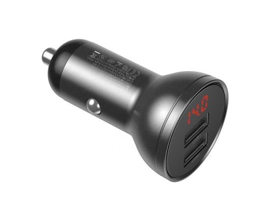 Baseus Digital Display Dual USB 4.8A Car Charger 24W Grey