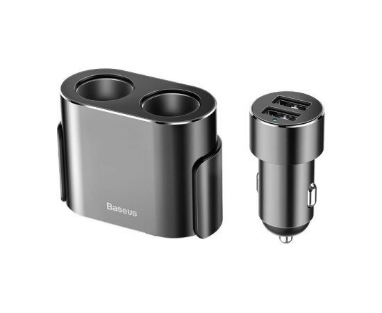 Baseus Car Charger High Efficiency 2xUSB-A 3.1A + 2x12V Black