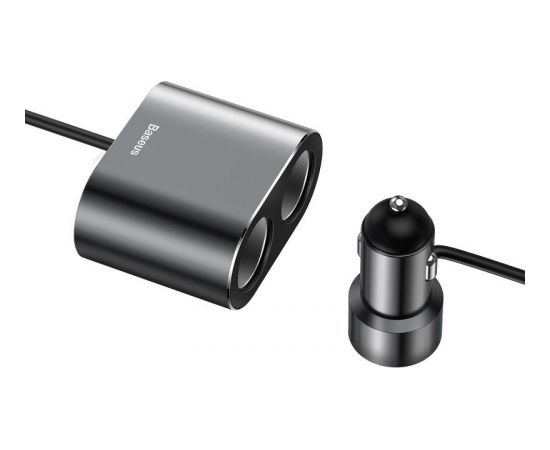 Baseus Car Charger High Efficiency 2xUSB-A 3.1A + 2x12V Black