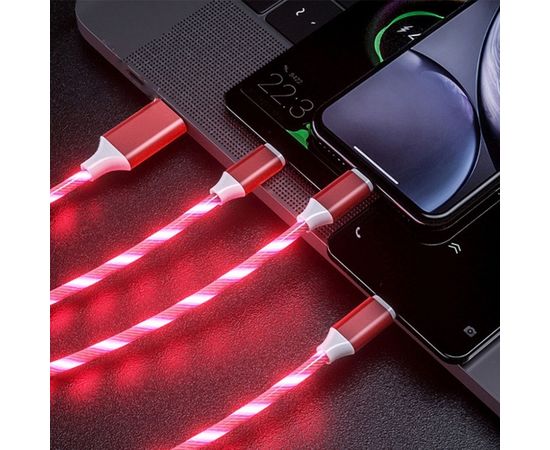Platinet cable  USB - Lightning LED 1m, red (45738)