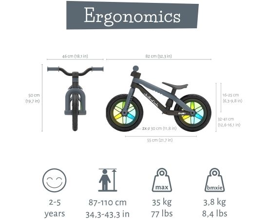 Chillafish BMXie 2 līdzsvara velosipēds no 2 līdz 5 gadiem ar gaismiņām, Mint - CPMX04ANT Balansēšanas velosipēdi bērniem