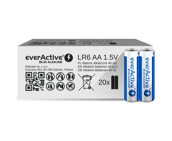 Alkaline batteries everActive Blue Alkaline LR5 AA  - carton box - 40 pieces, limited edition