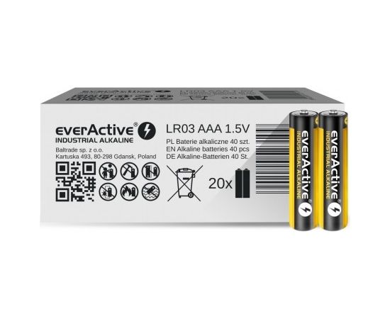 Alkaline batteries everActive Industrial Alkaline LR03 AAA  - carton box - 40 pieces