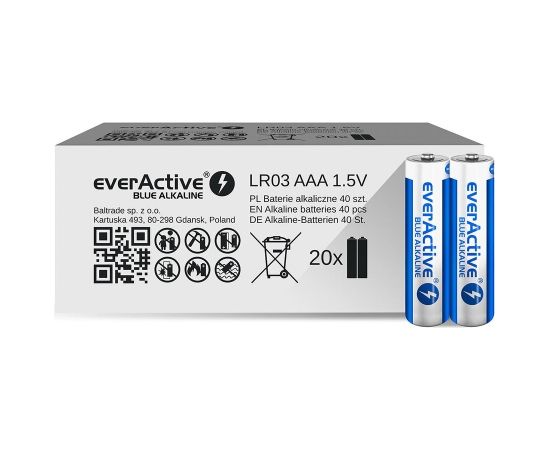 Alkaline batteries everActive Blue Alkaline LR03 AAA  - carton box - 40 pieces, limited edition