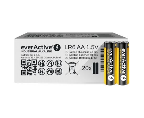 Alkaline batteries everActive Industrial Alkaline LR6 AA  - carton box 40 pcs