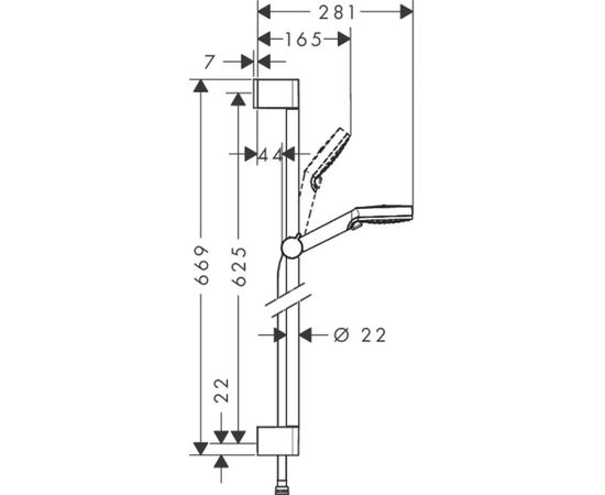 Hansgrohe Crometta Vario dušas komplets, 0.65m stienis