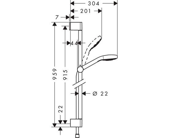 Hansgrohe Croma Select E Multi/Unica'Croma 0.90m dušas komplekts, balts/hroms