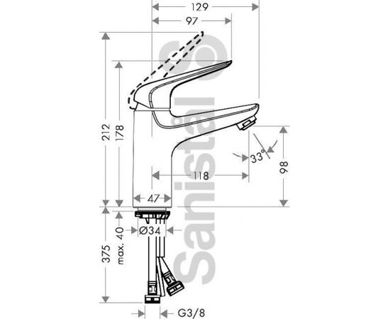 Hansgrohe Novus 100 izlietnes maisītājs bez izplūdes, hroms