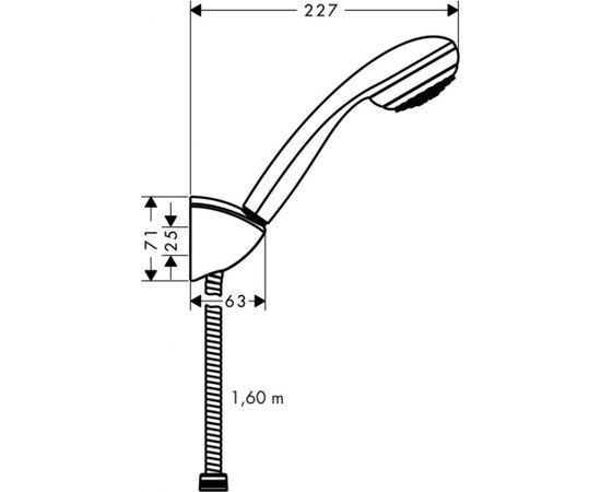 Hansgrohe Crometta 85 Mono/Porter'C komplekts: dušas klausule ar turētāju un dušas pievadu 1.60m, hroms