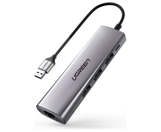 UGREEN CM266 Hub Adapter 5in1 USB, 3x USB 3.0, micro USB, RJ45 (gray)