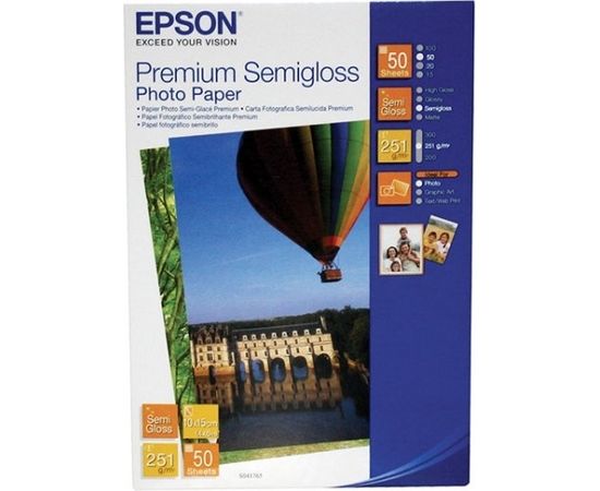 Epson Premium Semigloss Photo Paper 10x15cm, 251g/m2, 50 sheets Epson