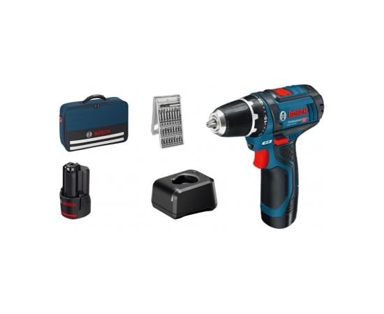 Bosch Cordless drill GSR 12V-15, 2x2.0Ah, 25 ACC, GAL 12V-20