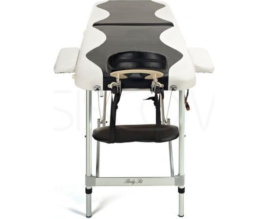Bodyfit Aluminum 2 sekciju masāžas gulta melnbalta Masāžas galds